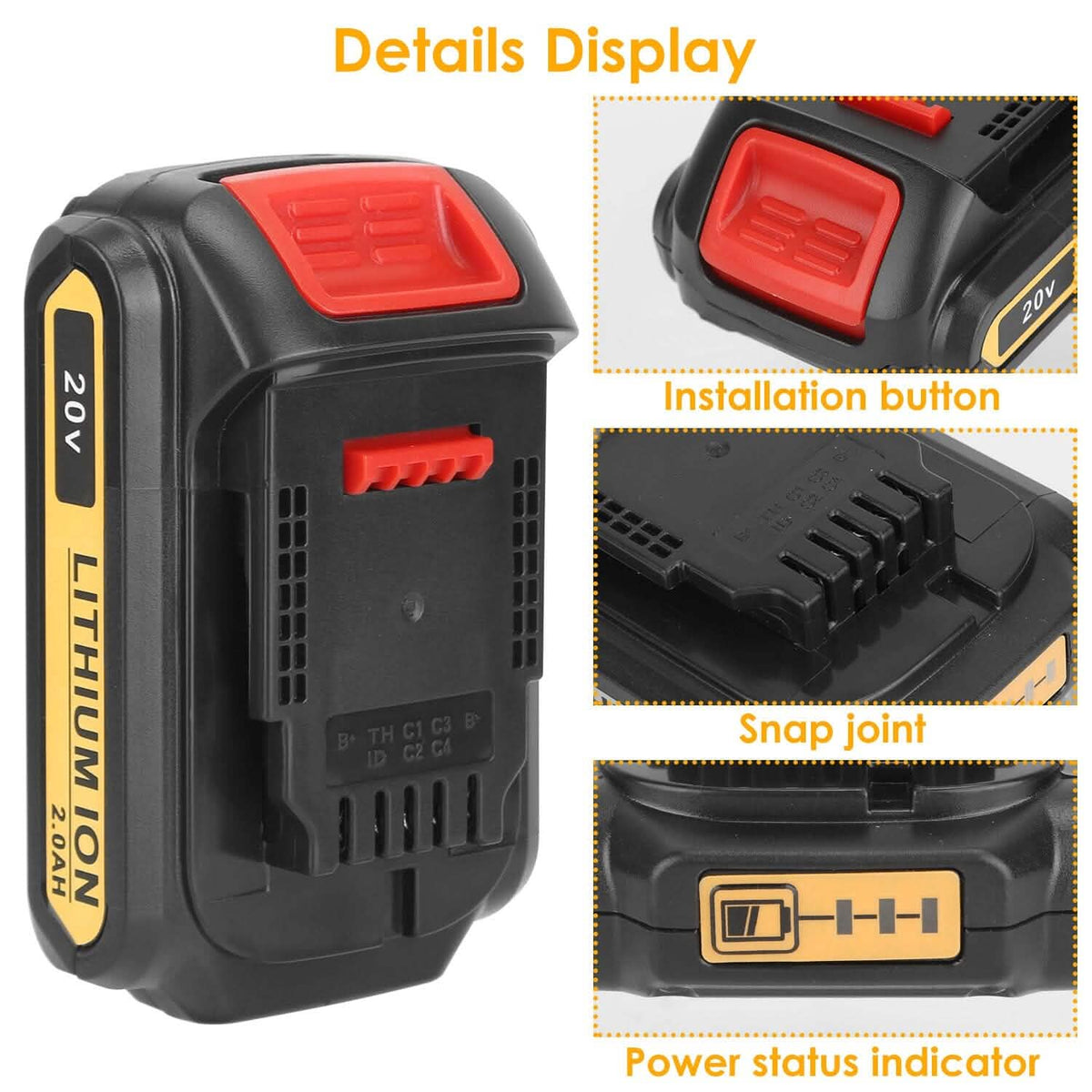 20V Replacement Battery Fit for Dewalt DCB - A-1 Thread Vault