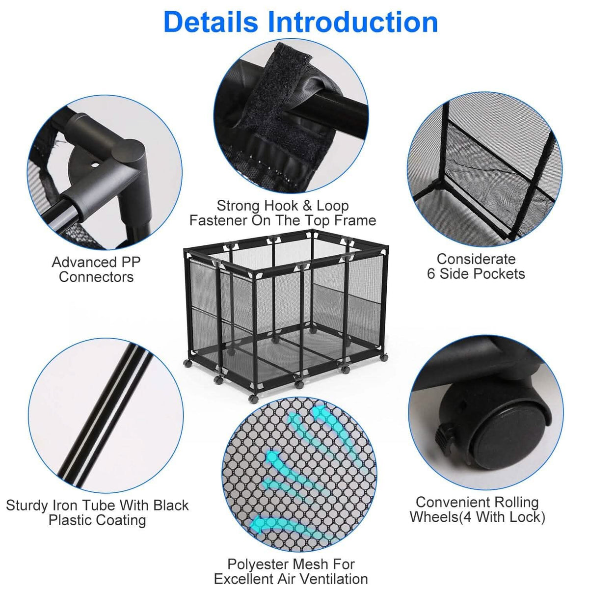 210 Gallon Pool Storage Bin Organizer Rolling Mesh Storage Basket with Lockable Wheels - A-1 Thread Vault