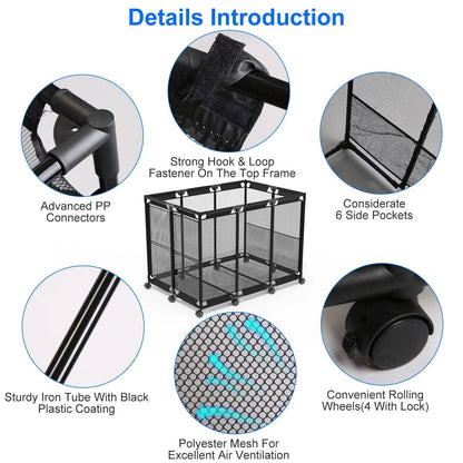 210 Gallon Pool Storage Bin Organizer Rolling Mesh Storage Basket with Lockable Wheels - A-1 Thread Vault