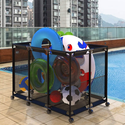210 Gallon Pool Storage Bin Organizer Rolling Mesh Storage Basket with Lockable Wheels - A-1 Thread Vault