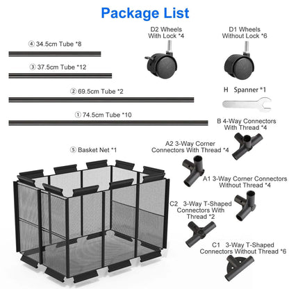 210 Gallon Pool Storage Bin Organizer Rolling Mesh Storage Basket with Lockable Wheels - A-1 Thread Vault