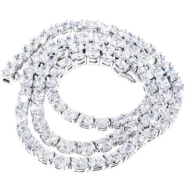 21.25CT Lab Grown Oval Diamond Graduated Tennis Necklace Platinum & 14K - A-1 Thread Vault