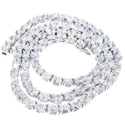 21.25CT Lab Grown Oval Diamond Graduated Tennis Necklace Platinum & 14K - A-1 Thread Vault