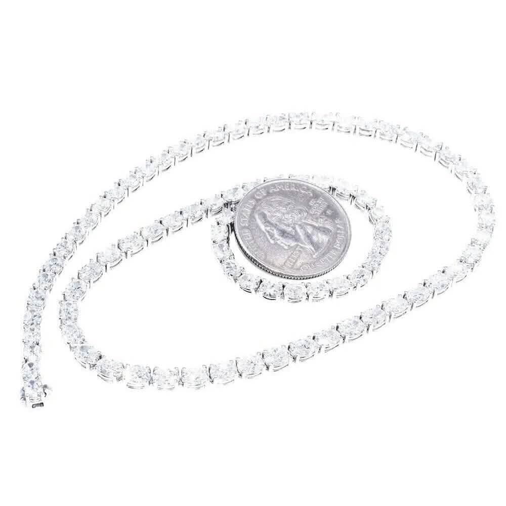 21.25CT Lab Grown Oval Diamond Graduated Tennis Necklace Platinum & 14K - A-1 Thread Vault