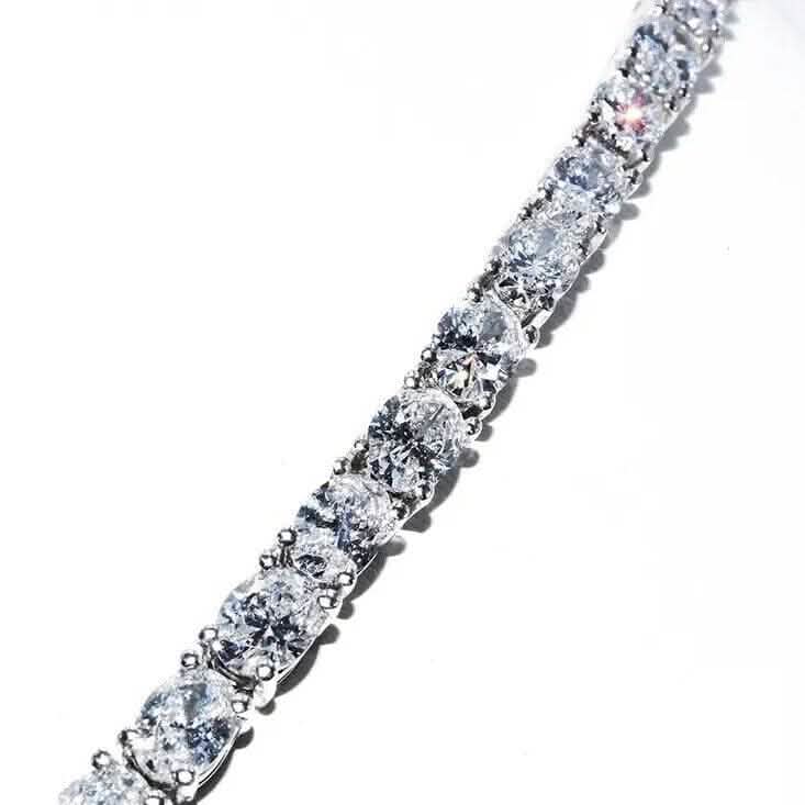 21.25CT Lab Grown Oval Diamond Graduated Tennis Necklace Platinum & 14K - A-1 Thread Vault