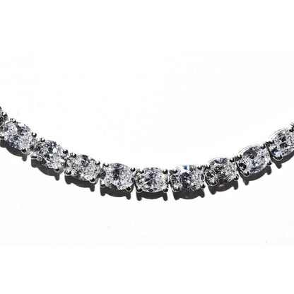 21.25CT Lab Grown Oval Diamond Graduated Tennis Necklace Platinum & 14K - A-1 Thread Vault