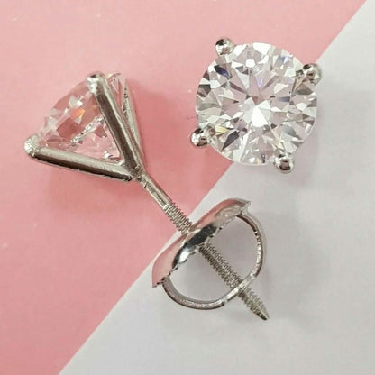 2.15 Ct Diamond Stud Earrings Natural Round Real 14k White Gold Martini F-G/I1 - A-1 Thread Vault