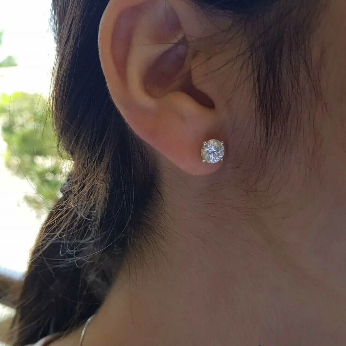 2.15 Ct Diamond Stud Earrings Natural Round Real 14k White Gold Martini F-G/I1 - A-1 Thread Vault