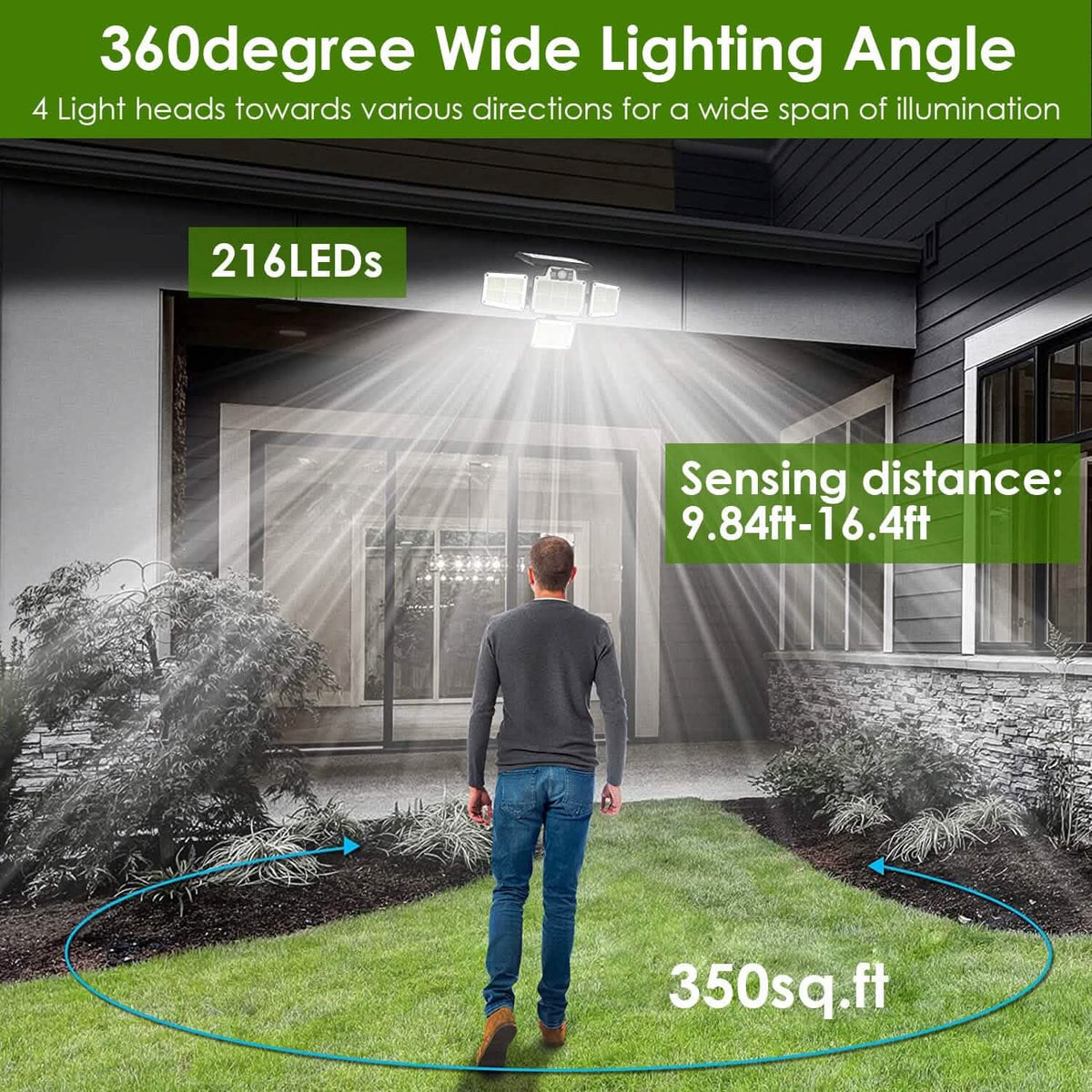 216 LEDs Solar Outdoor Light Motion Sensor Security Wireless Lamp - A-1 Thread Vault