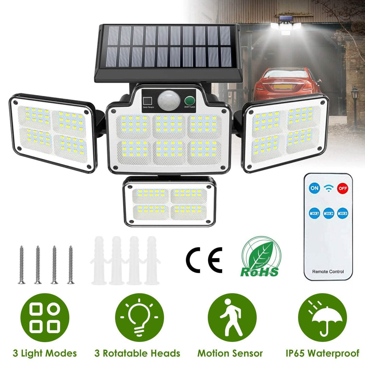 216 LEDs Solar Outdoor Light Motion Sensor Security Wireless Lamp - A-1 Thread Vault