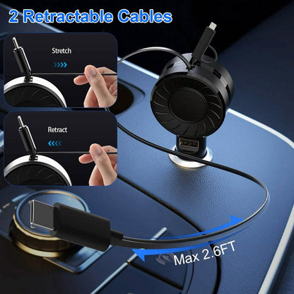 21W 3-in-1 Retractable Car Phone Charger - A-1 Thread Vault