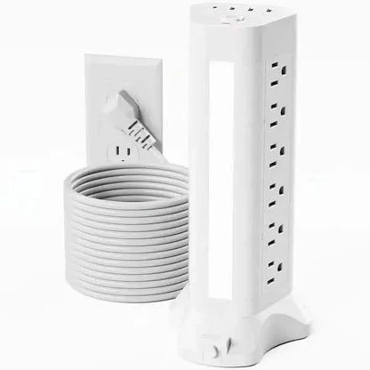 22-in-1 Power Strip Tower with 4 USB Ports & 9 AC Outlets, 10ft Extension Cable, 3-Color Night Light - A-1 Thread Vault
