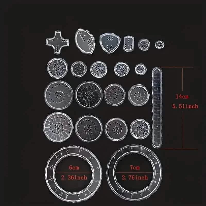 22-Pieces: Transparent Magic Template to Create Stunning Spiral Diagrams - A-1 Thread Vault