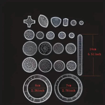22-Pieces: Transparent Magic Template to Create Stunning Spiral Diagrams - A-1 Thread Vault
