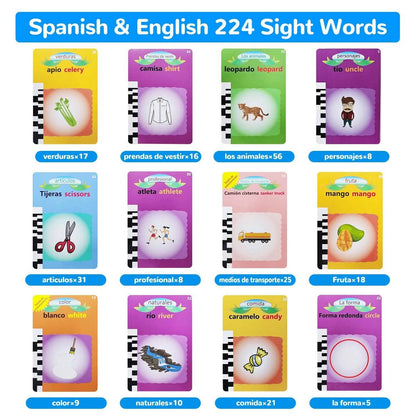 224 Sight Words Spanish and English Bilingual Talking Flash Cards - A-1 Thread Vault