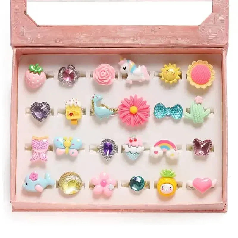 24 Adorable Pink Sheep Little Girl Jewel Rings - A-1 Thread Vault