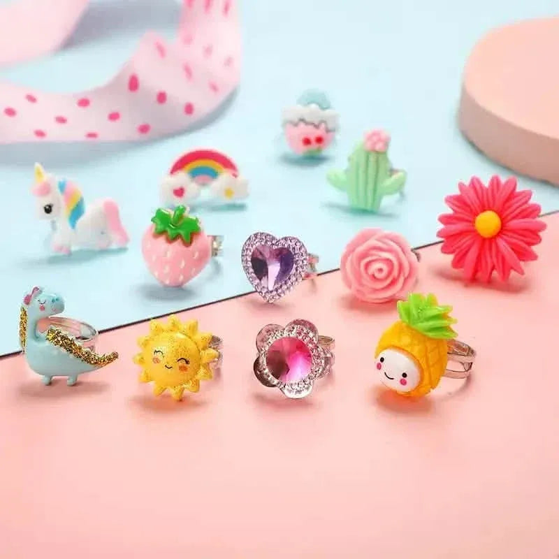24 Adorable Pink Sheep Little Girl Jewel Rings - A-1 Thread Vault
