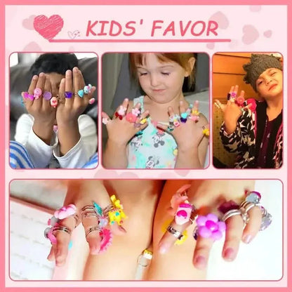 24 Adorable Pink Sheep Little Girl Jewel Rings - A-1 Thread Vault