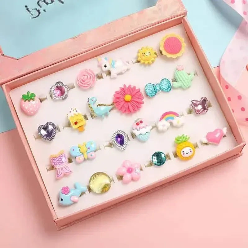 24 Adorable Pink Sheep Little Girl Jewel Rings - A-1 Thread Vault