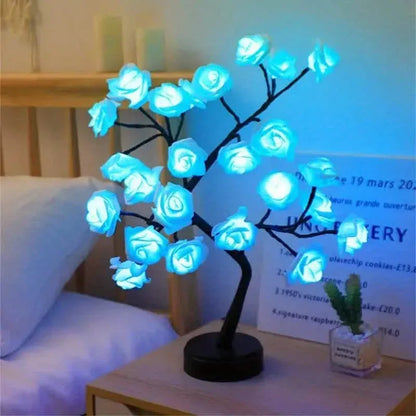 24 LED RGB 16 Colors Rose Tree Night Light Battery And USB Plug Operated Rose Flower Fairy Lights Remote Control - A-1 Thread Vault