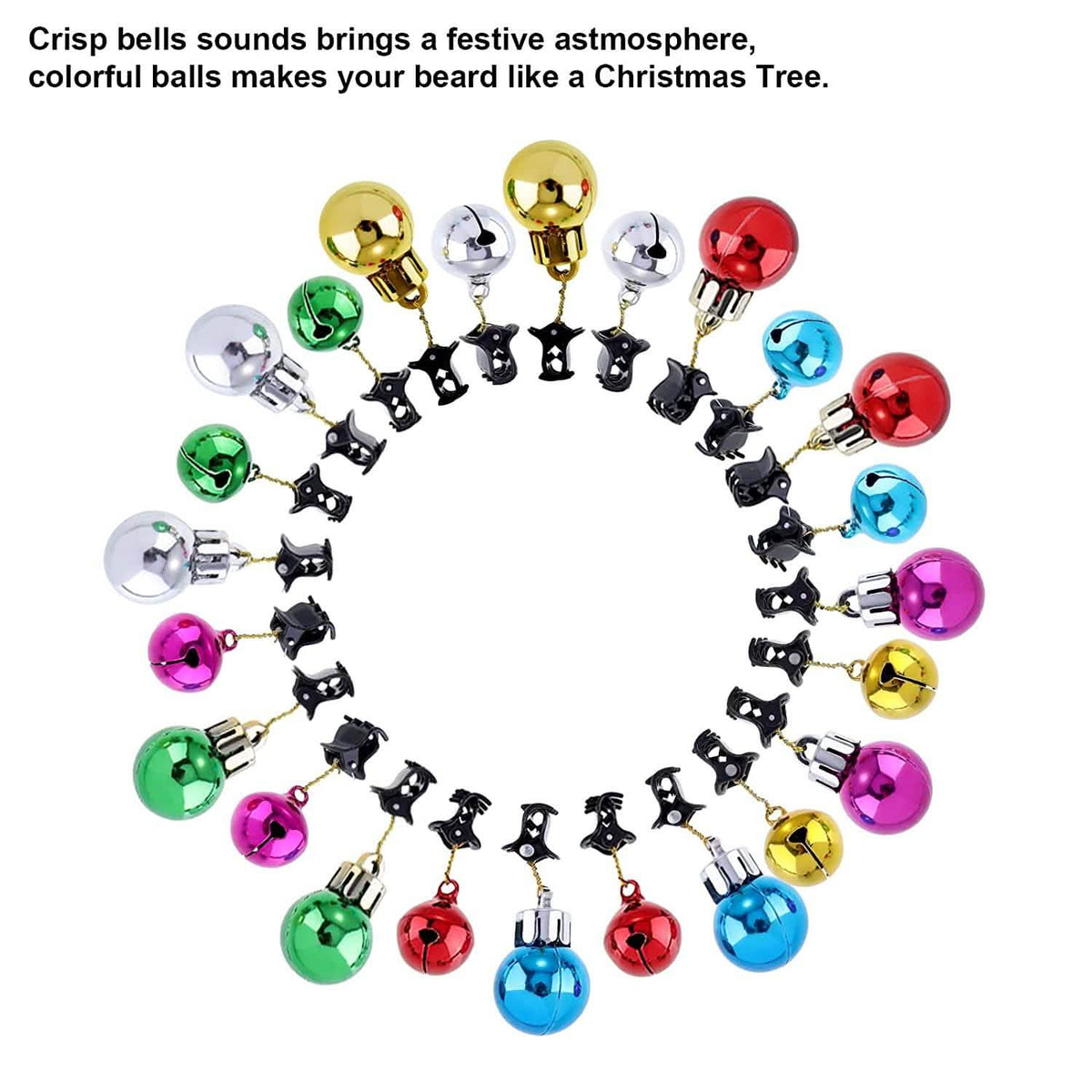 24-Piece: Christmas Beard Baubles Ornaments Santa Claus Beard Bells - A-1 Thread Vault