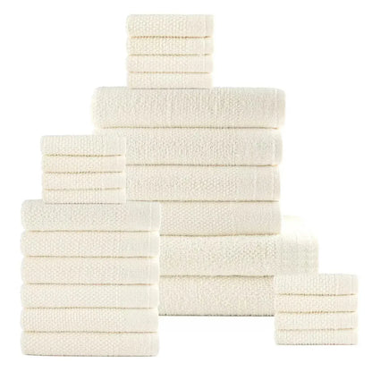 24-Piece Set: Dan River Popcorn Cotton Bath Towel Set - A-1 Thread Vault