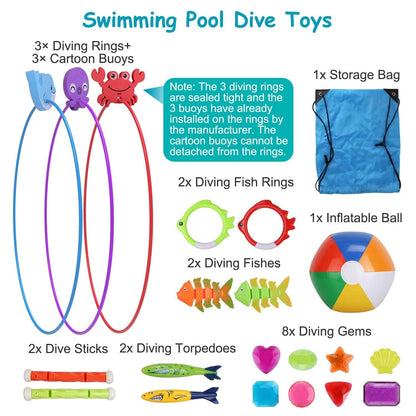 24-Pieces: Diving Toys Swimming Pool for Aged 3+ Years Old - A-1 Thread Vault