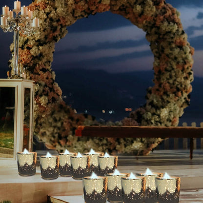 24-Pieces Gold Votive Tealights Candle Holder Mercury Glass - A-1 Thread Vault