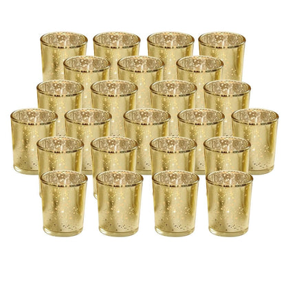 24-Pieces Gold Votive Tealights Candle Holder Mercury Glass - A-1 Thread Vault