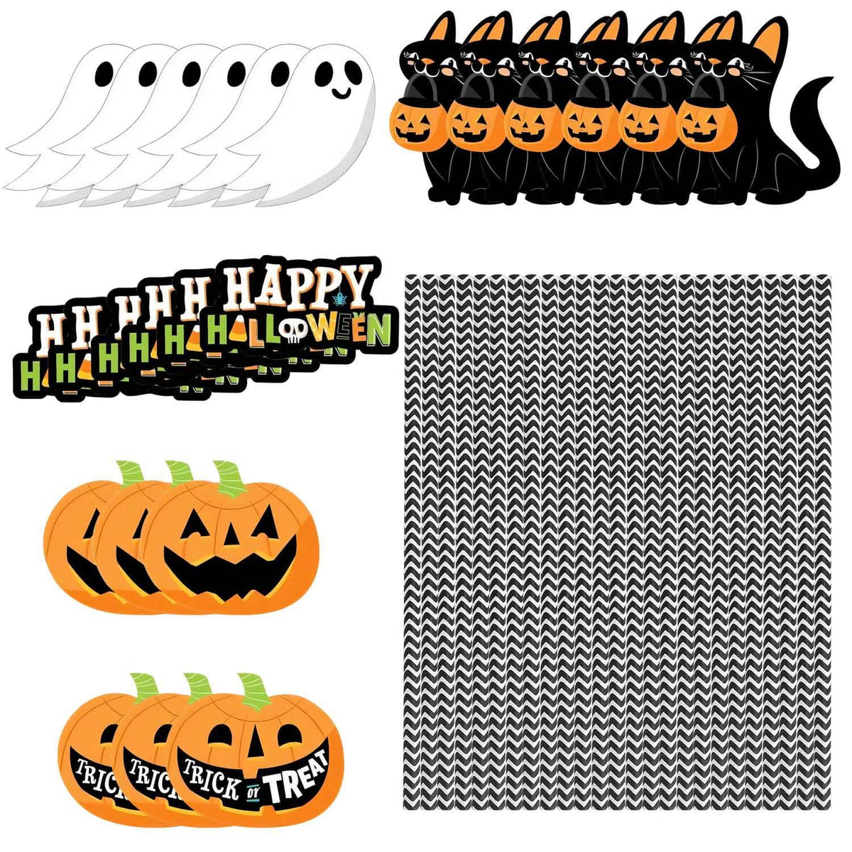 24-Pieces: Halloween Party Striped Decorative Paper Straws - A-1 Thread Vault