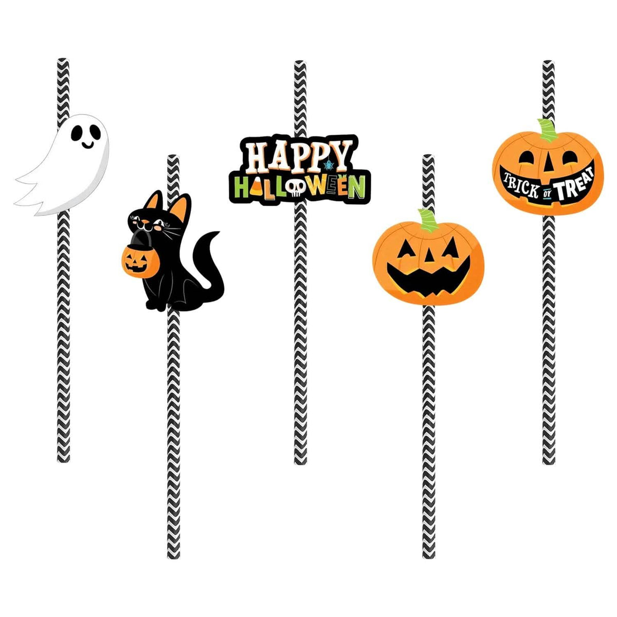 24-Pieces: Halloween Party Striped Decorative Paper Straws - A-1 Thread Vault