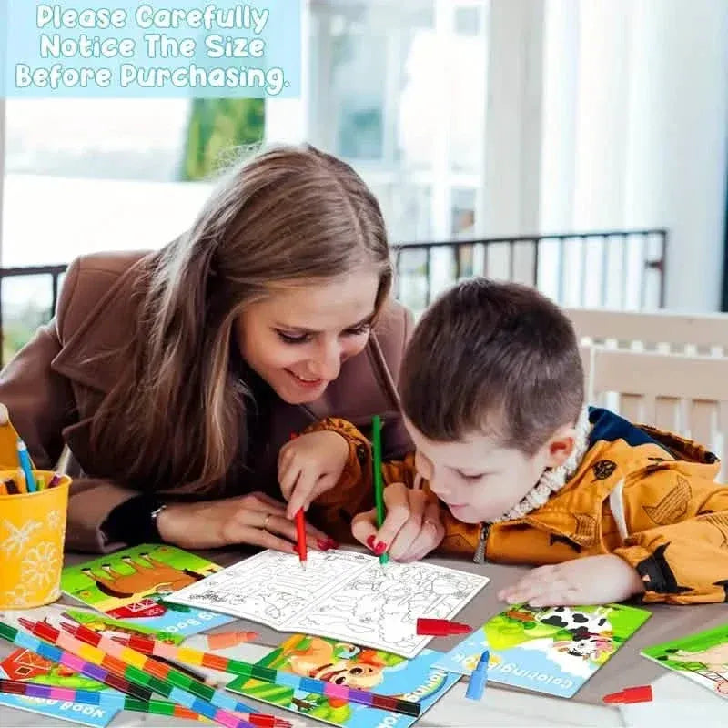 24-Pieces: Mini Coloring Books with 24 Stacking Crayons, Farm Themed - A-1 Thread Vault