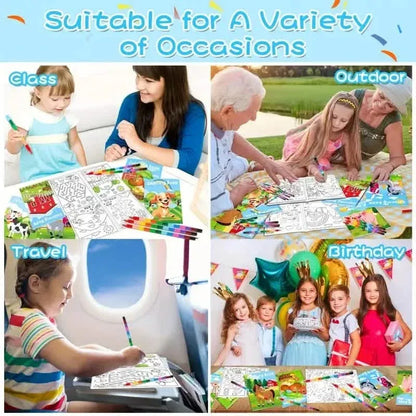 24-Pieces: Mini Coloring Books with 24 Stacking Crayons, Farm Themed - A-1 Thread Vault