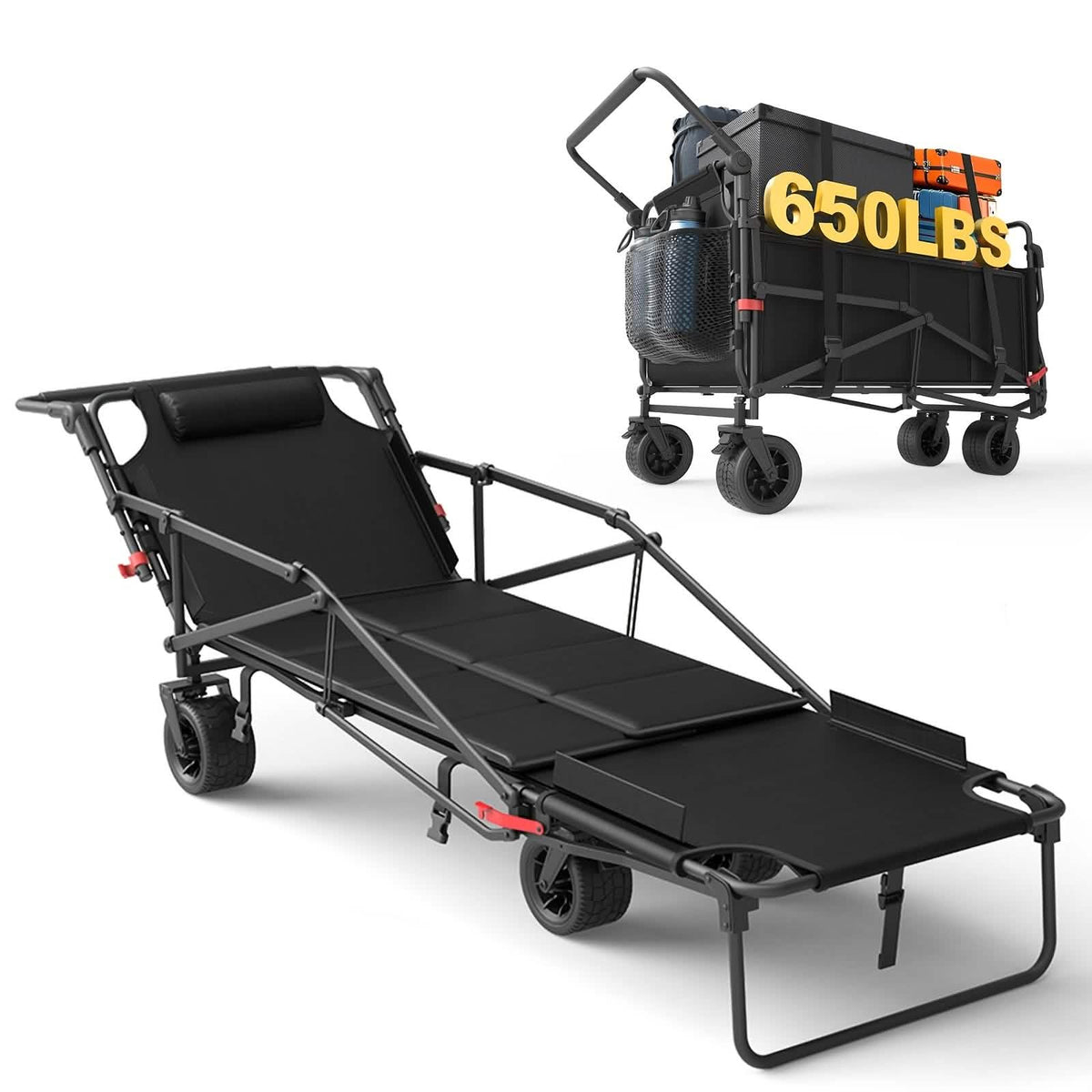 2-in-1 Folding Wagon Cart Chair 650LBS Capacity - A-1 Thread Vault