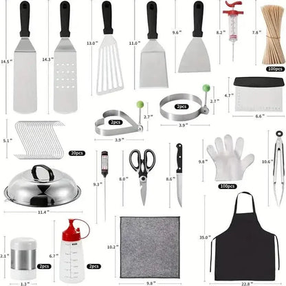 245-Piece Set: Griddle Spatula Kit with Storage Bag - A-1 Thread Vault