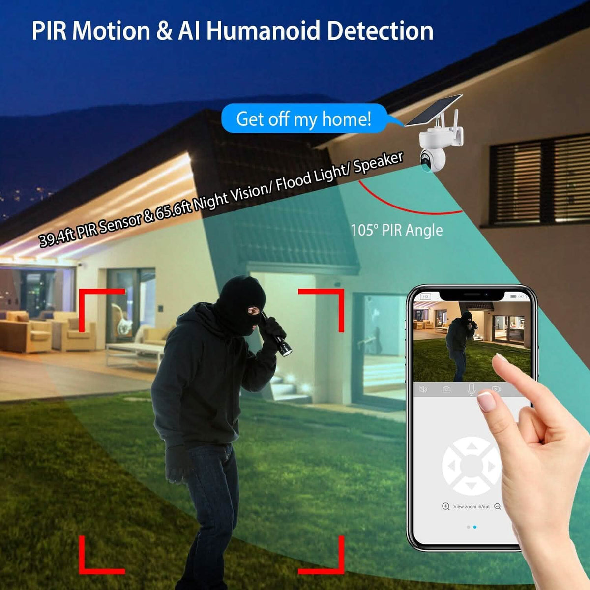 2.4G Wifi Solar Wireless 1080P Surveillance Camera with Flood Light Night Vision - A-1 Thread Vault
