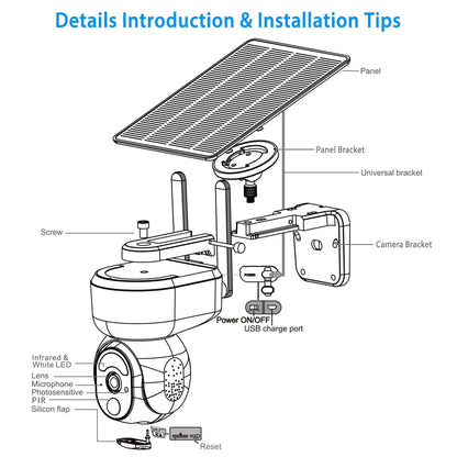 2.4G Wifi Solar Wireless 1080P Surveillance Camera with Flood Light Night Vision - A-1 Thread Vault