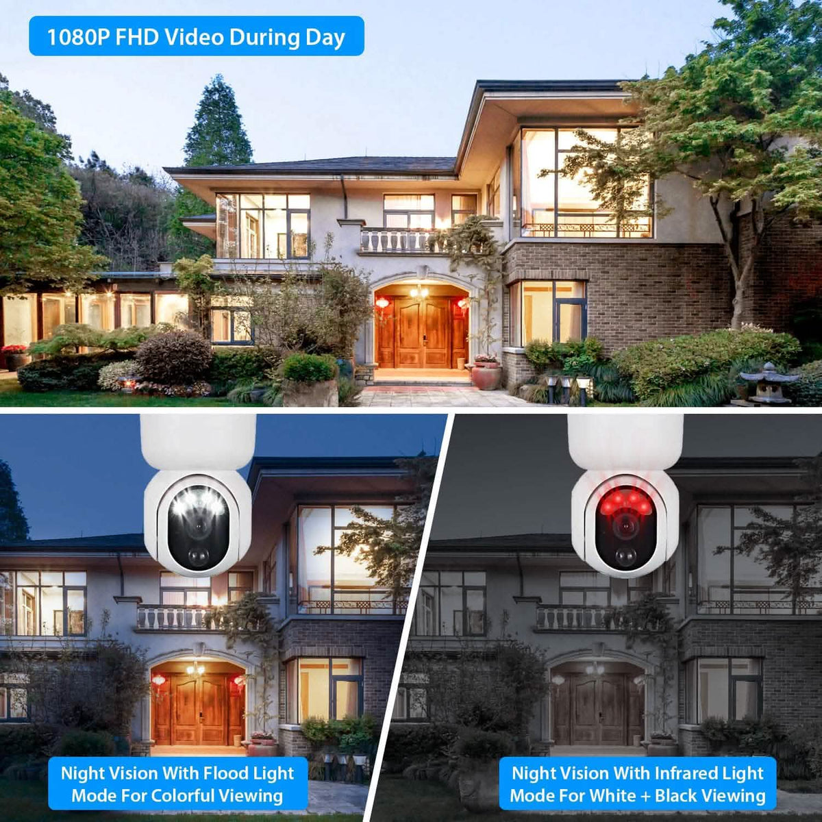 2.4G Wifi Solar Wireless 1080P Surveillance Camera with Flood Light Night Vision - A-1 Thread Vault