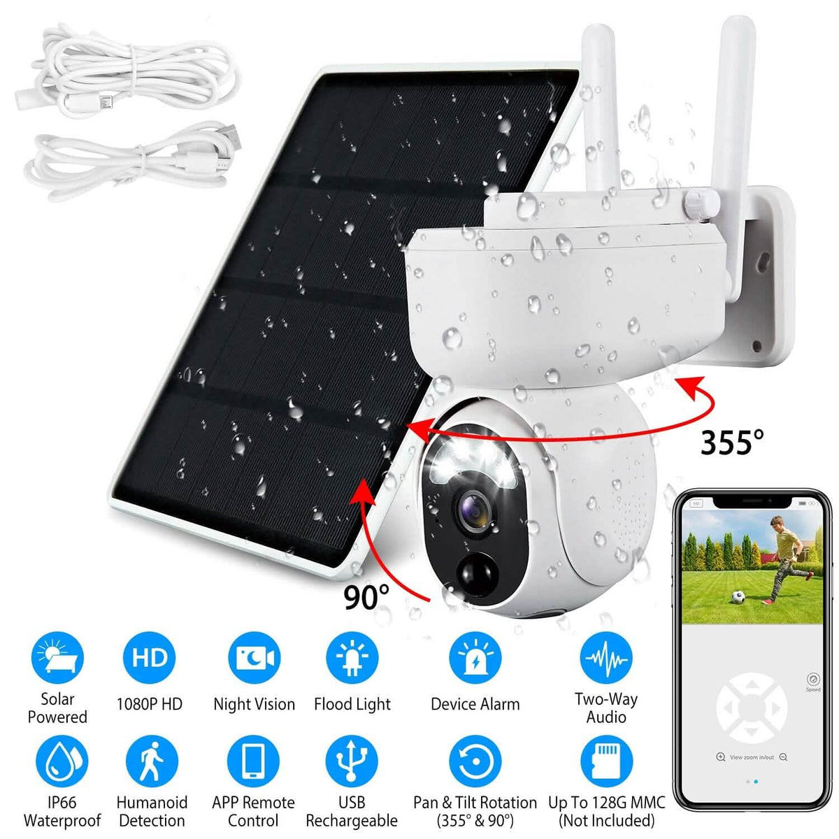 2.4G Wifi Solar Wireless 1080P Surveillance Camera with Flood Light Night Vision - A-1 Thread Vault