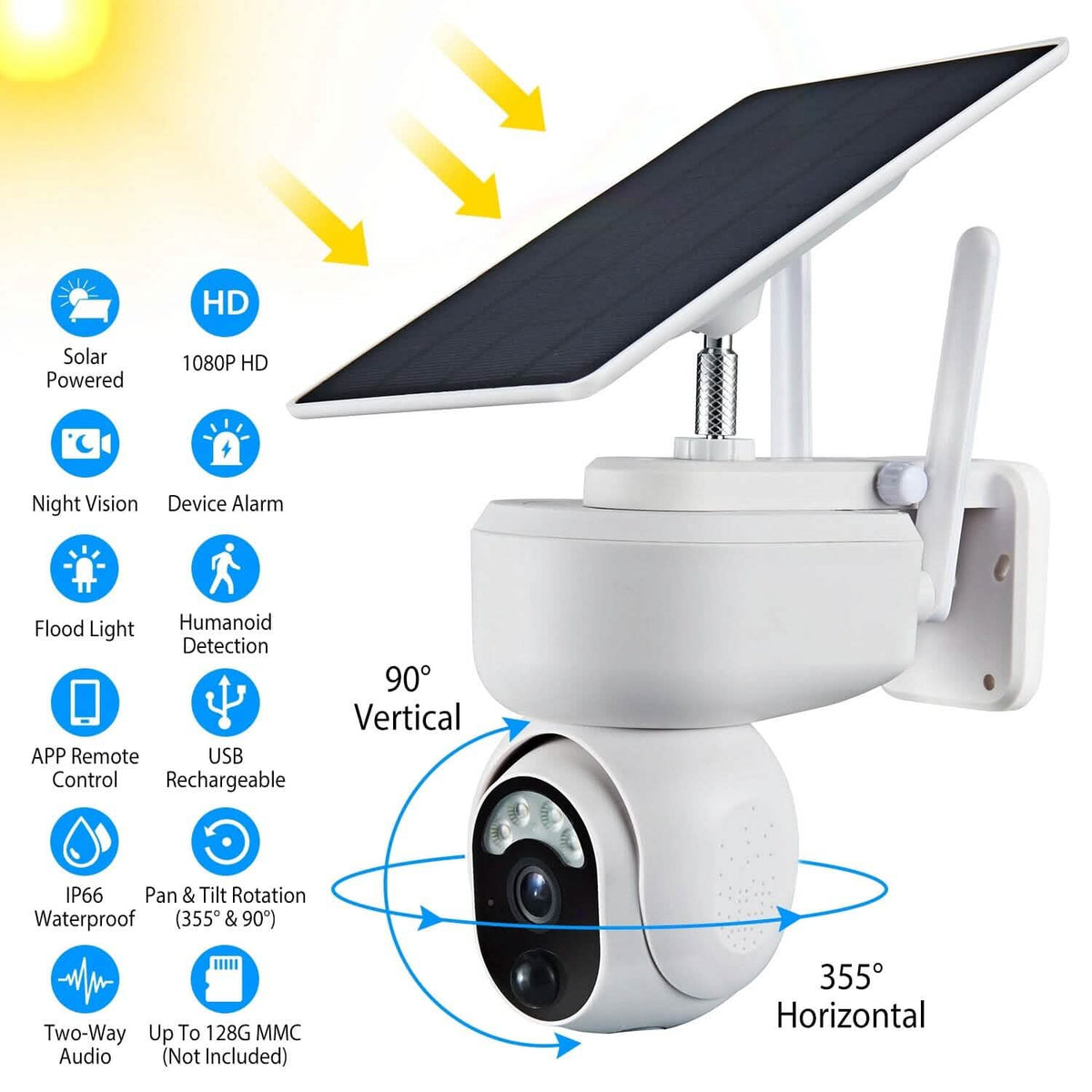 2.4G Wifi Solar Wireless 1080P Surveillance Camera with Flood Light Night Vision - A-1 Thread Vault