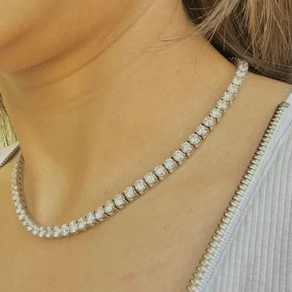 25 Carat Round Genuine Lab Grown Diamond Tennis Necklace 16" - A-1 Thread Vault