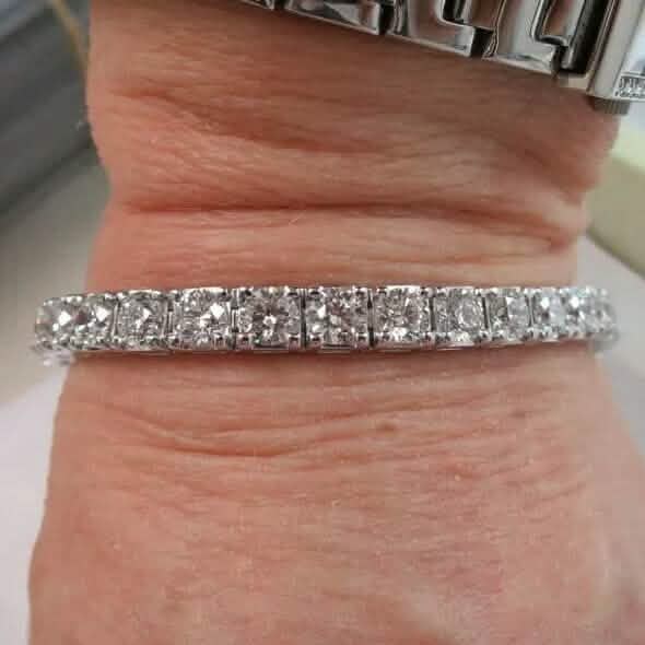 25 Ct Round Diamond Tennis Bracelet 14K Gold Lab Grown IGI Cert D-F VS - A-1 Thread Vault