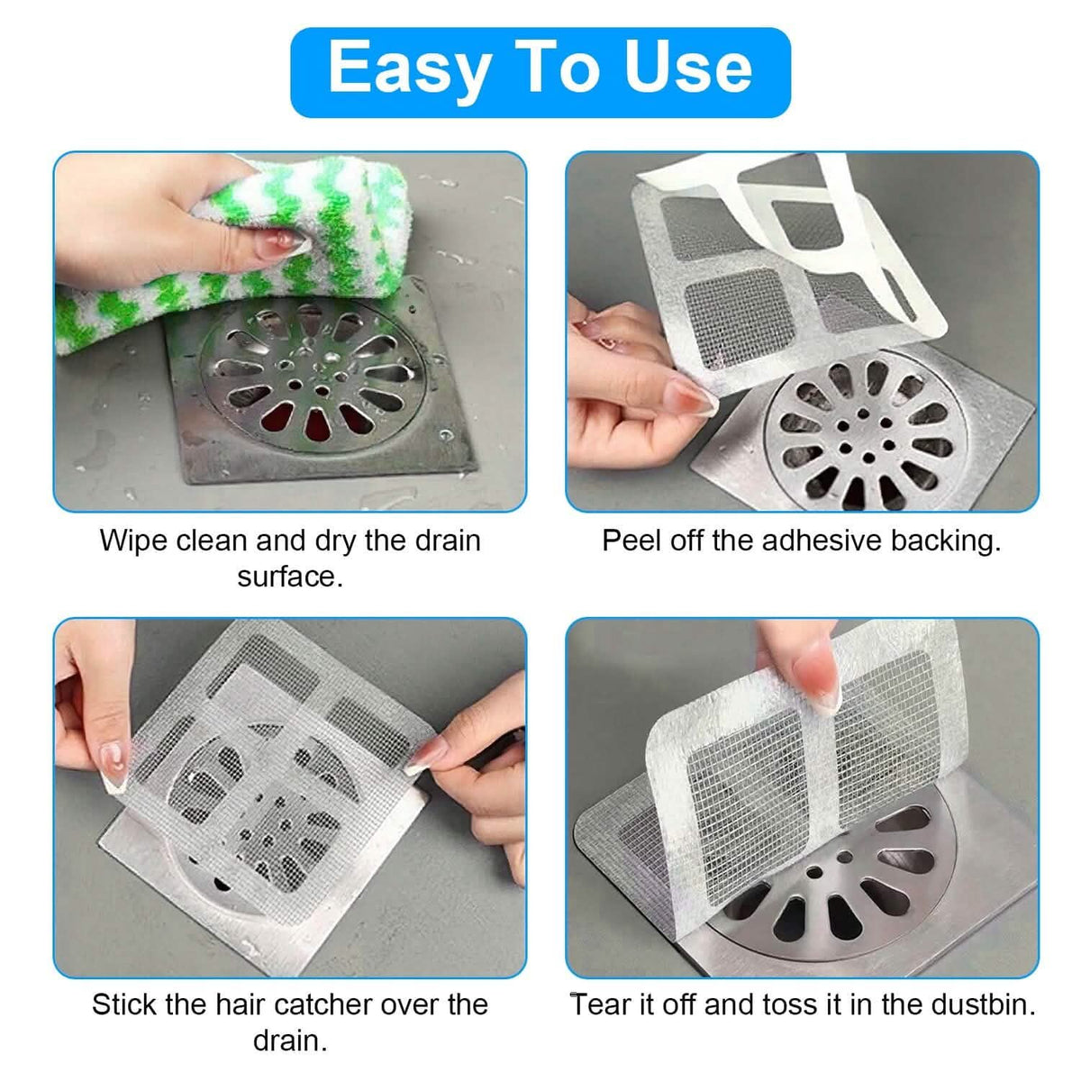 25-Pack: 3.94 x 3.94" Disposable Floor Drain Sticker Hair Catcher - A-1 Thread Vault