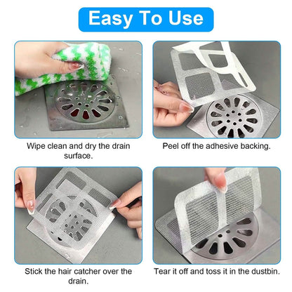 25-Pack: 3.94 x 3.94" Disposable Floor Drain Sticker Hair Catcher - A-1 Thread Vault