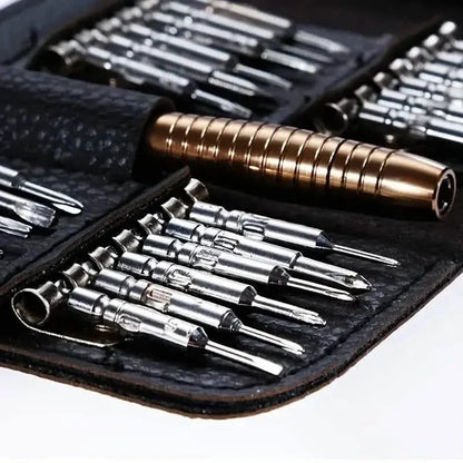 25-Piece Set: Precision Tool Repair Kit with Leather Case - A-1 Thread Vault