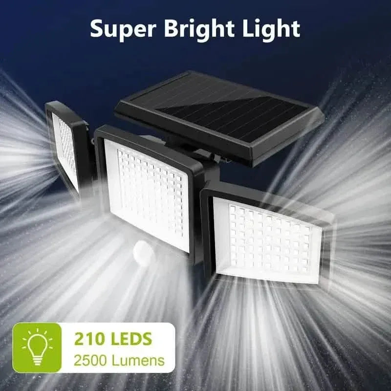 2500 Lumens 210 LED Outdoor Solar Security Light with Remote Control & Motion Sensor - A-1 Thread Vault