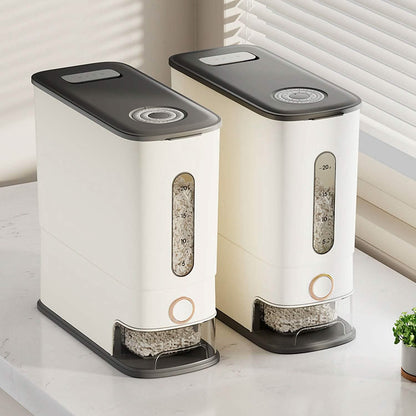 25LBS Vertical Rice Dispenser With Dustproof Lid Large Capacity Grain Storage Container With Measuring Cup Built-In - A-1 Thread Vault