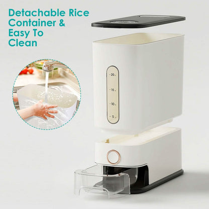 25LBS Vertical Rice Dispenser With Dustproof Lid Large Capacity Grain Storage Container With Measuring Cup Built-In - A-1 Thread Vault