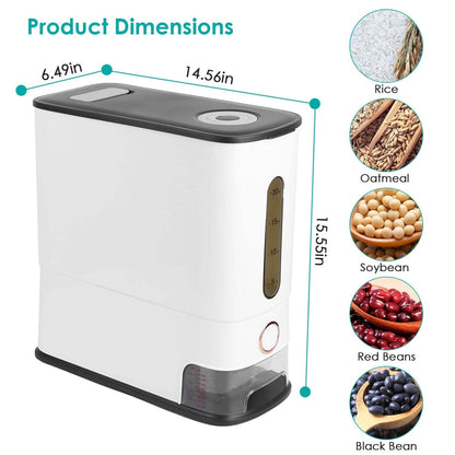 25LBS Vertical Rice Dispenser With Dustproof Lid Large Capacity Grain Storage Container With Measuring Cup Built-In - A-1 Thread Vault