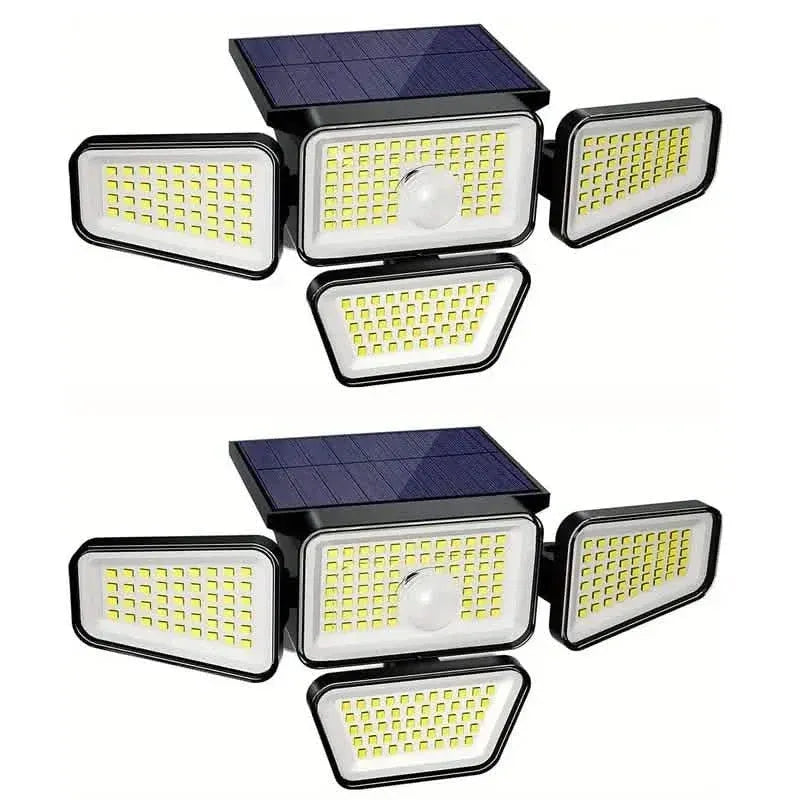 270 LEDs Solar Wall Light With Motion Sensor - 4 Head Lamp, 3 Lighting Modes Wide Angle Security Wireless Flood Light - A-1 Thread Vault